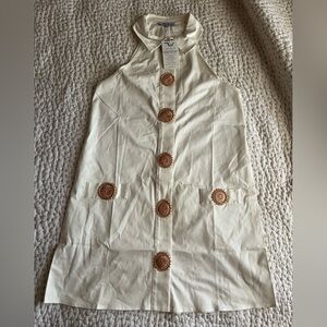 My Beachy side Ivory Embellished Shirt dress  with Gold Medallions